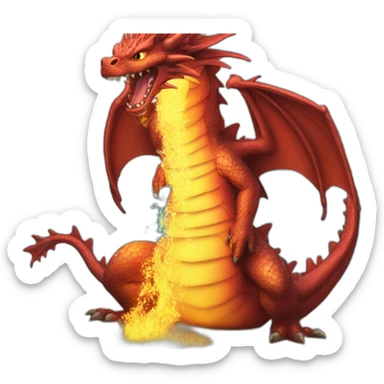 a dragon pissing fire on the ocean sticker