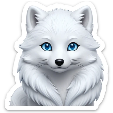 Cinematic Noble Arctic Fox Portrait Emoji, Poised and regal, with a compact, agile build and a luxurious, pure white Fur accented by a subtle hint of icy blue, deep-set soulful piercing eyes, Simplified yet sharp and sophisticated features, highly detailed, glowing with a soft, dignified glow, high shine, intelligent and cunning, stylized with an air of arctic elegance, focused and attentive, soft glowing outline, capturing the essence of a watchful and confident fox, so majestic it feels as though it could dash out of the screen with effortless authority! sticker