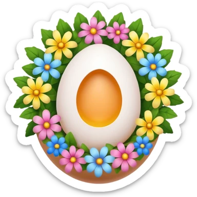Egg with a wreath of flowers sticker