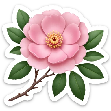 camélia pink with branch  sticker