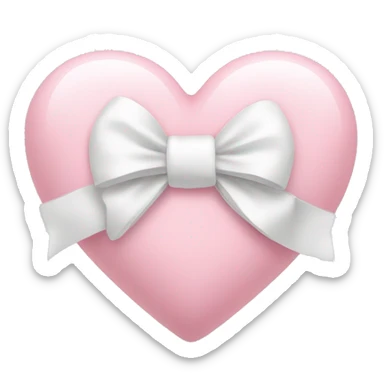 Pastel pink heart with white bow sticker