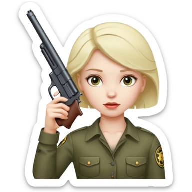 Girl pointing a gun at her head sticker