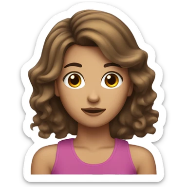 Teen girl with a blow out brown hair sticker