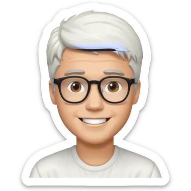 justin bieber with white hair and glasses sticker
