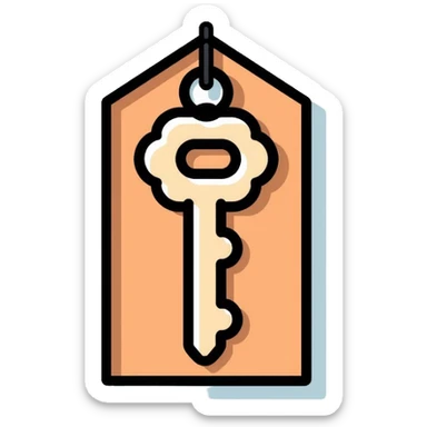 classic vintage hotel room key with diamond-shaped tag sticker