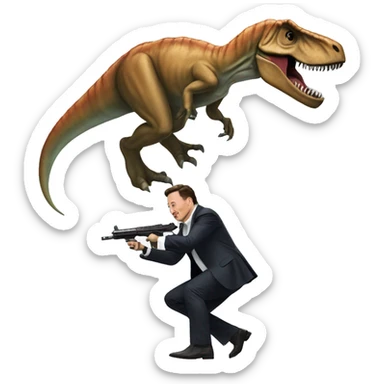 Elon musk shooting a trex  sticker