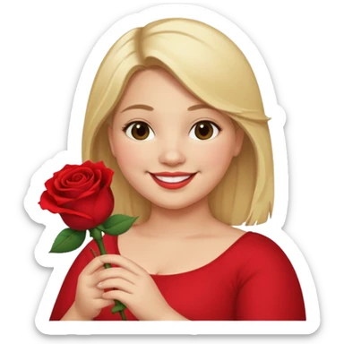 ash Trevino is a fat girl with blonde hair and has a rose in her hand  sticker