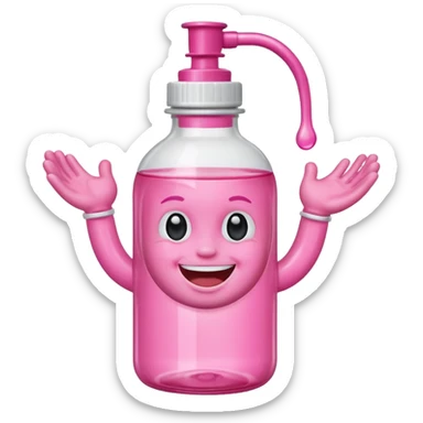 Smiling freaky baby oil bottle pink sticker