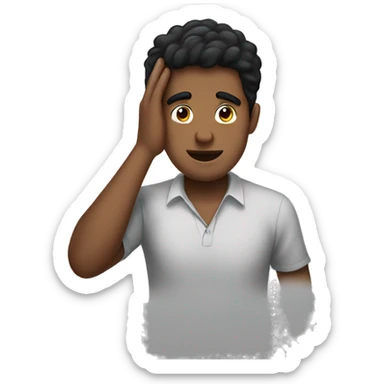 A black haired guy holdin his ears with opposite hands sticker