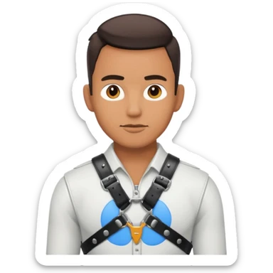 confident gay man in a leather harness sticker