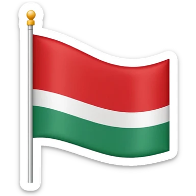 Create a clean emoji-style icon of the flag of the
Square shape, flat vector design, iOS/Unicode emoji style.
Colors:
– top stripe: green
– bottom stripe: red
– thin white horizontal line in the middle.
No text, no symbols, no coat of arms.
Minimalistic, bright, high contrast, emoji-style. sticker