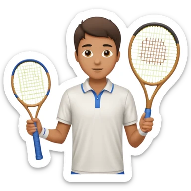 young man playing tennis sticker