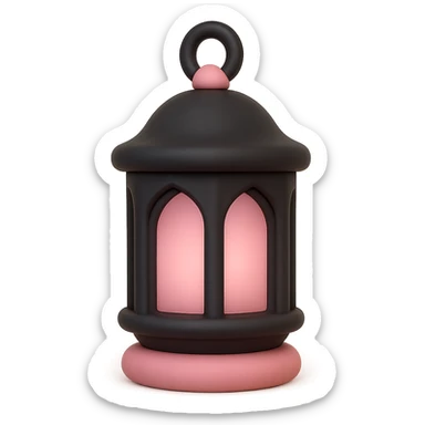 BLACKPINK-inspired gothic lantern, no hearts, soft and round, black and pink color scheme sticker