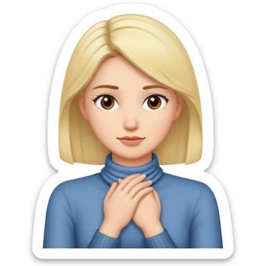 Woman crossing hands over neck  sticker