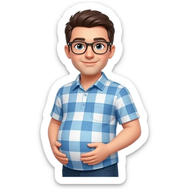 A pregnant man with glasses  sticker