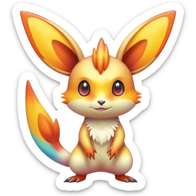 Colorful Shiny Exotic Victini-Salandit-Minccino-Emolga-Fakémon-hybrid-creature (full body)  sticker