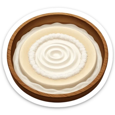 glutinous rice flour soaked in water unmixed on circular wooden plate with curved edges sticker