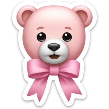 light pink cute bear bow sticker