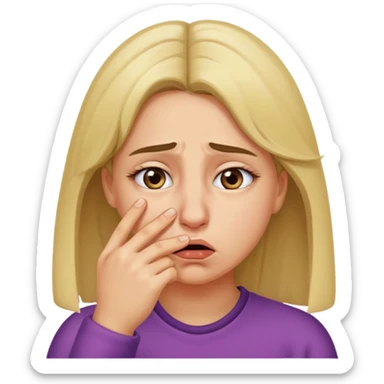 girl touching her for bad smell sticker