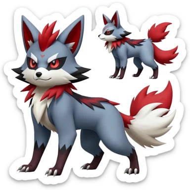 Litten-Zoroark-Zangoose-Mightyena-Zorua full body sticker