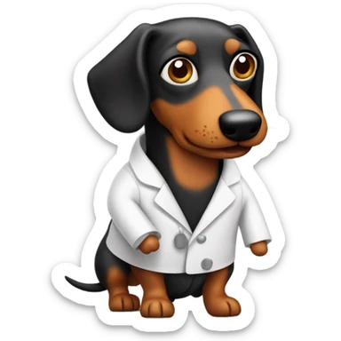 Sausage dog with a scientist coat  sticker