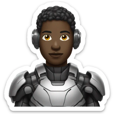 Black person wearing cyborg gear  sticker