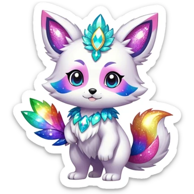 Cute Kawaii Chibi Anthro Sona Pretty Shiny Colorful Sparkly Fakemon Full Body sticker