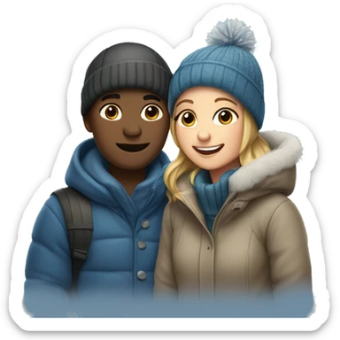 Couple girl and boy in winter sticker