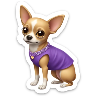 Chihuahua wearing purple dress sticker