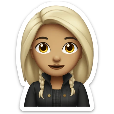 woman with long Black hair, black eyes wearing a fall outfit,  crossing arms  sticker