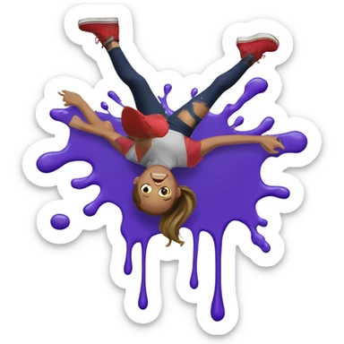 girl falling on puddle of paint on legs sticker
