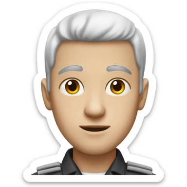 an white skin prisoner in an dark gray uniform. very realistic and detailed sticker