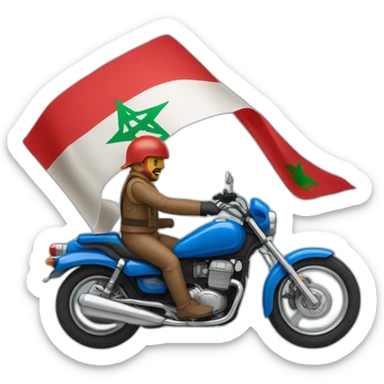 quelqu'un sur une moto avec le drapeau du Maroc derrière sticker