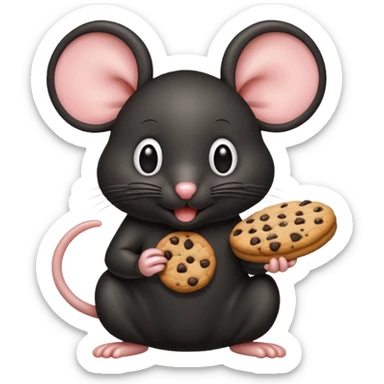 black mouse eating cookie sticker