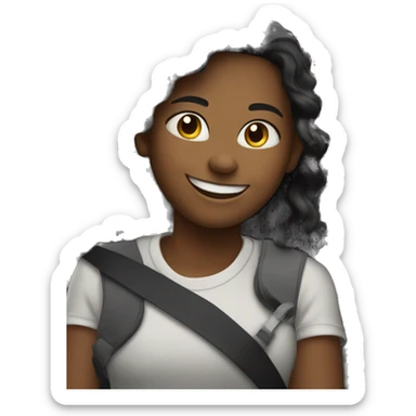 smiling girl in car interior sticker