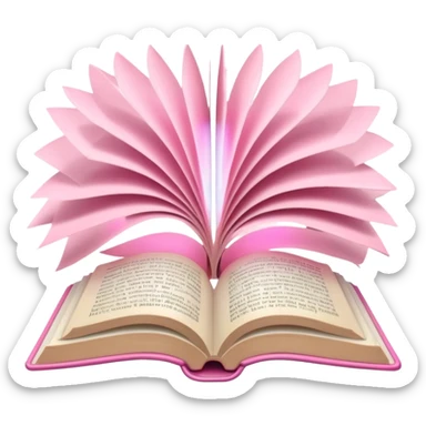 An open pink book with glowing lights emerging from its pages,  sticker