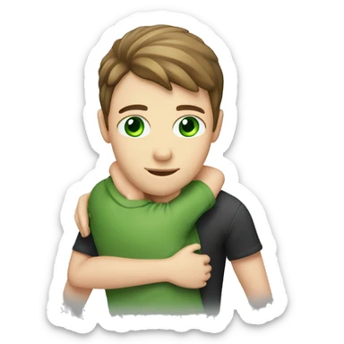 Hug cuple change male with green eye sticker