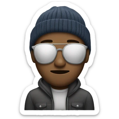 A sleeping hipster wearing a Beanie  sticker