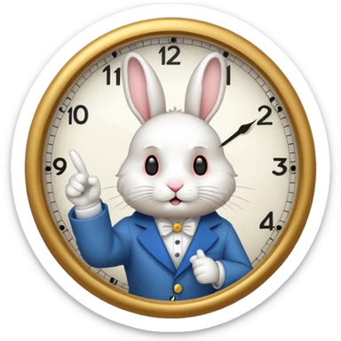 rabbit pointint time on clock  sticker