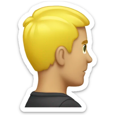 Back of a yellow mans head with short yellow hair sticker