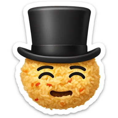 fried rice with a top hat sticker
