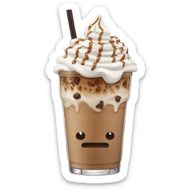 Iced latte with whipped cream and cookie crumbles on top  sticker