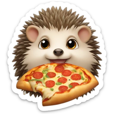 Little hedgehog eat a vegan pizza sticker