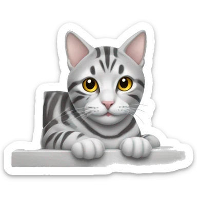 Silver tabby cat window sticker