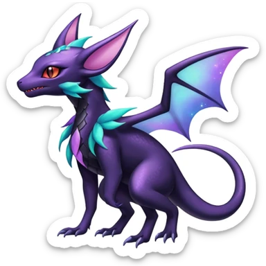 Shiny Ethereal Celestial Nebulae Salandit-Noivern-Espeon-Hybrid (Full body) sticker