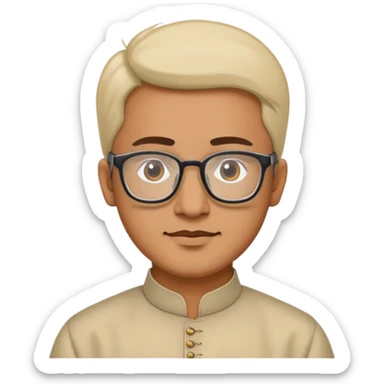man with wheatish skin tone, wearing kurta with rectangle glasses sticker