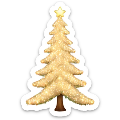 Christmas tree lit up and beautiful sticker