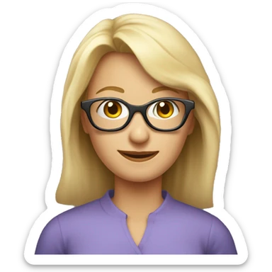 Foto mujer rubia de 58 años pelo lisocon gafas sticker