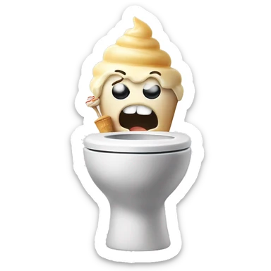 Skibidi toilet with head popping out eating ice cream sticker