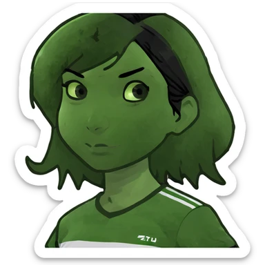 girl black hair tan color playing soccer  sticker